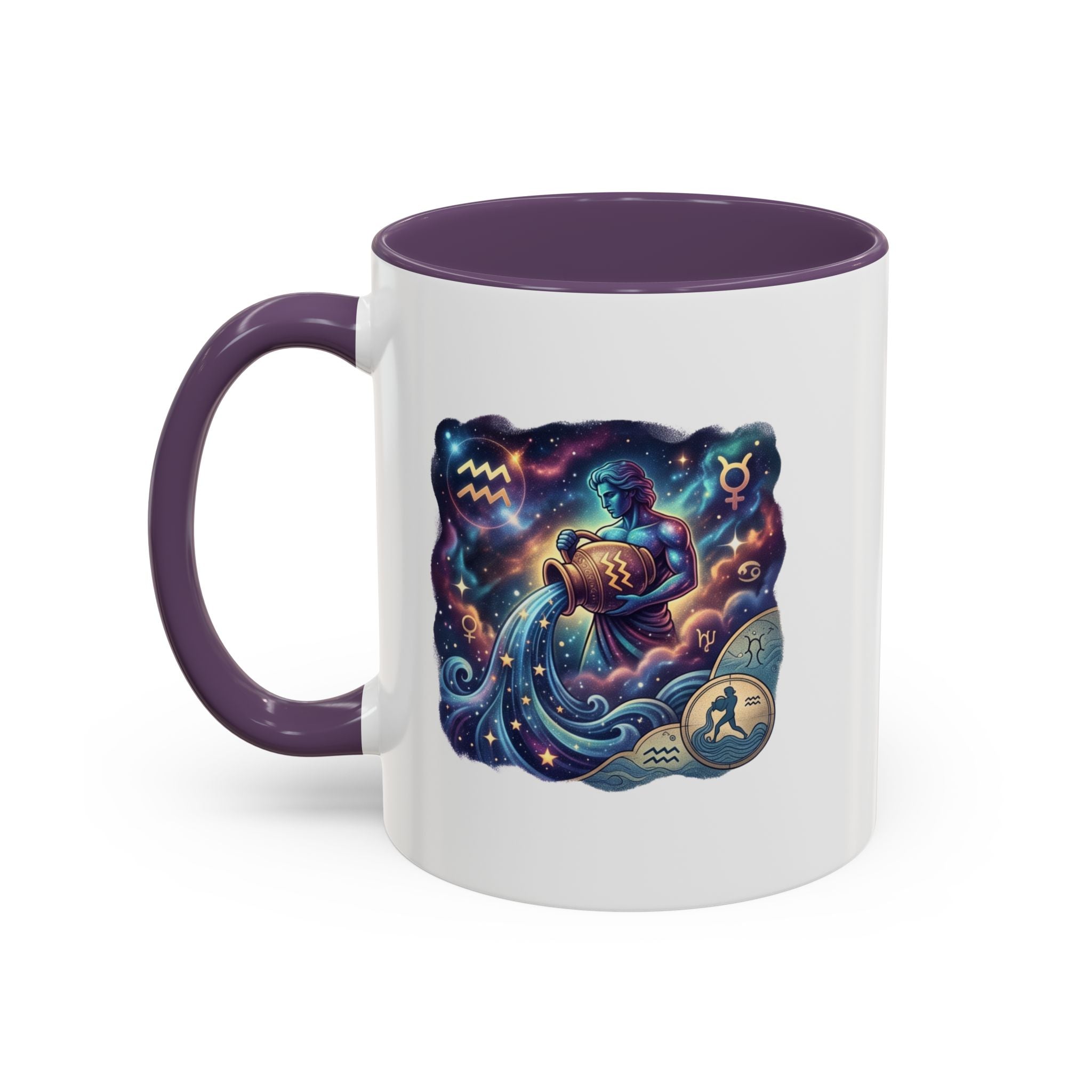 Aquarius Zodiac Coffee Mug — Celestial Water Bearer Accent Mug
