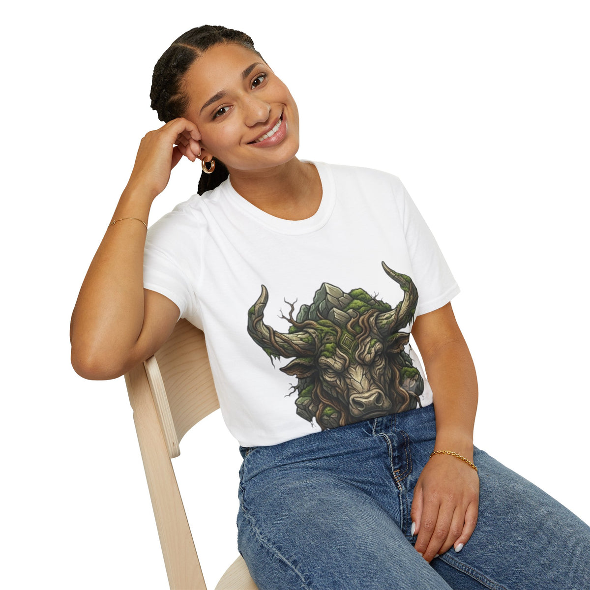 Forest Spirit Bull T-Shirt — Greenwood Celtic Nature Bull Design