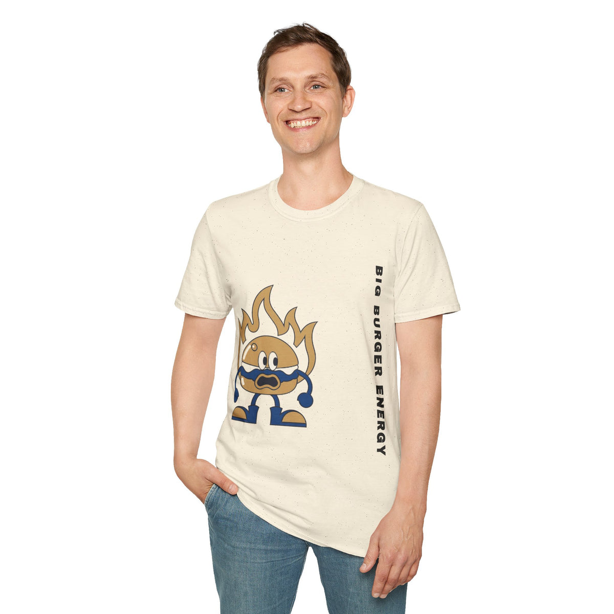 Burger Mascot T‑Shirt — ‘Big Burger’ Flame Character Graphic Tee - Trending Now - September 2026