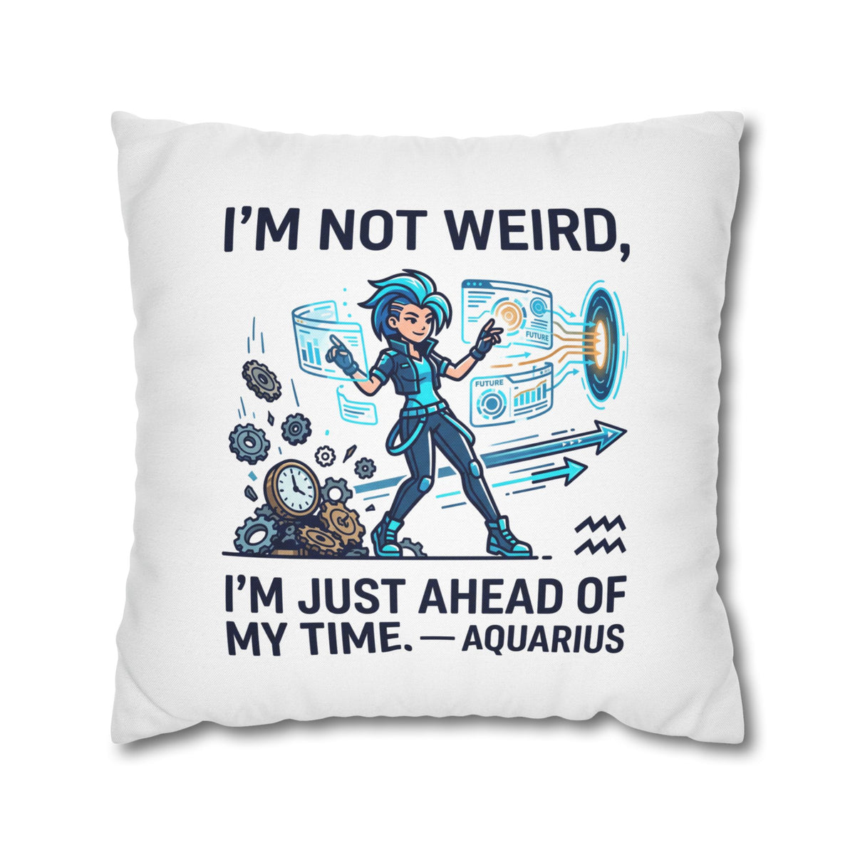 Aquarius Zodiac Spun Polyester Square Pillowcase