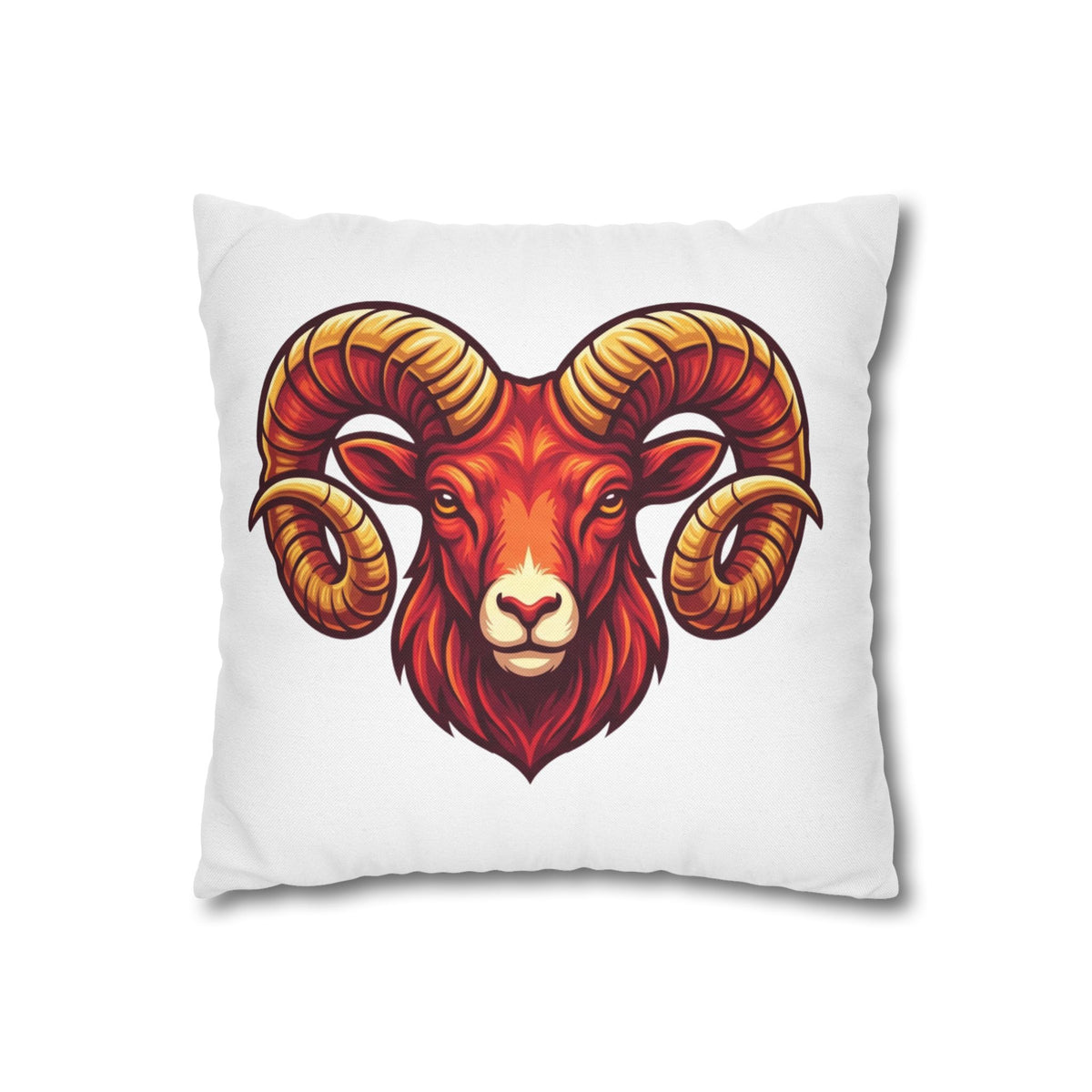 Aries Ram Throw Pillowcase — Bold Zodiac Goat Accent Pillow Cover