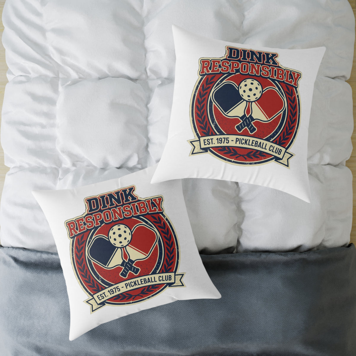 Funny Pickleball Pillow — “Dink Responsibly” Square Throw Pillow