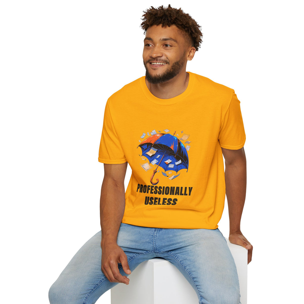 Professionally Useless T-Shirt — Illustrated Umbrella Graphic - Trending Now - August 2026