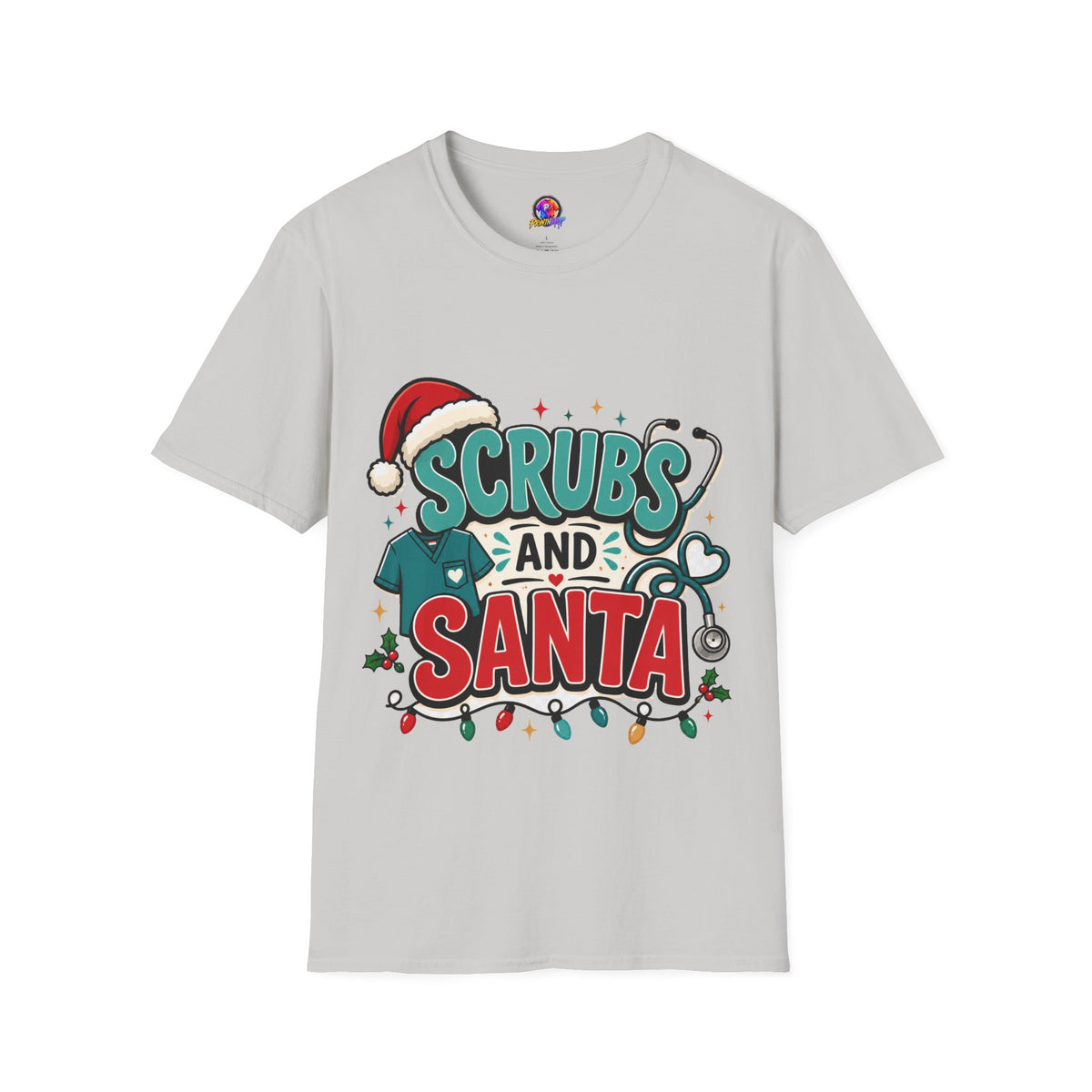 Scrubs and Santa Christmas T-Shirt — Cute Holiday Nurse Tee