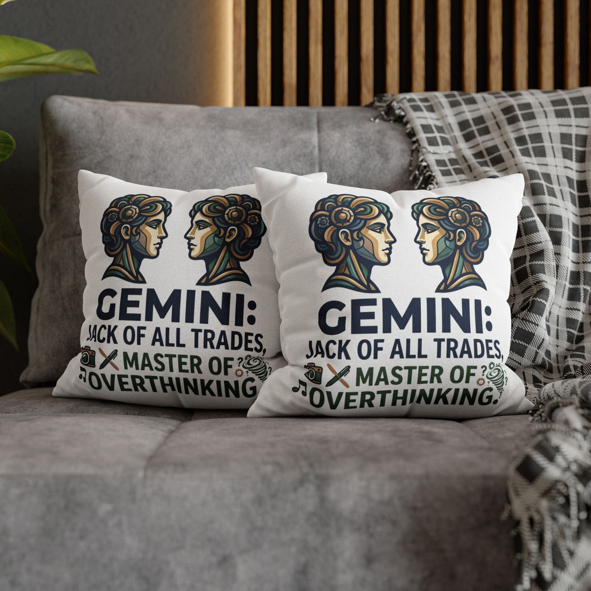 Gemini Pillowcase – "Jack of All Trades, Master of Overthinking" Astrology Throw Pillow