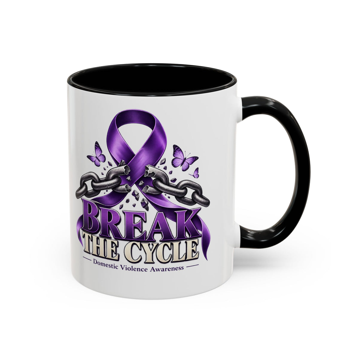 Break the Cycle Coffee Mug – Domestic Violence Awareness Purple Ribbon (11/15oz)