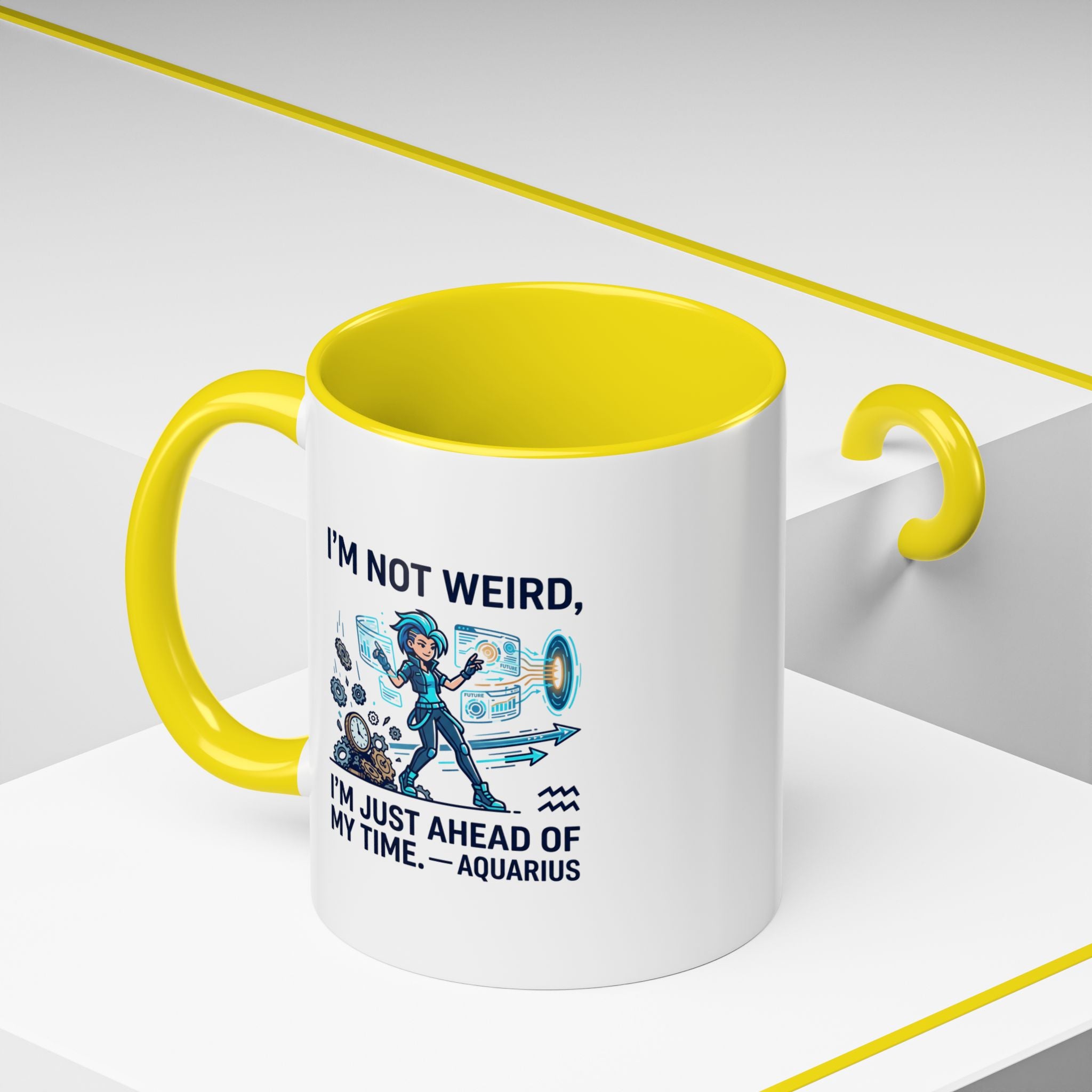 Aquarius Zodiac Coffee Mug — "I'm Not Weird, I'm Just Ahead of My Time" Accent Mug