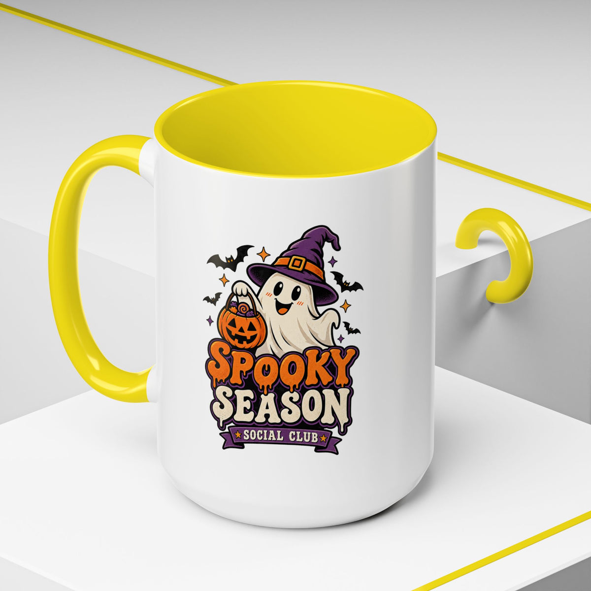 Spooky Season Coffee Mug — Cute Ghost Halloween Accent Mug (11/15oz)