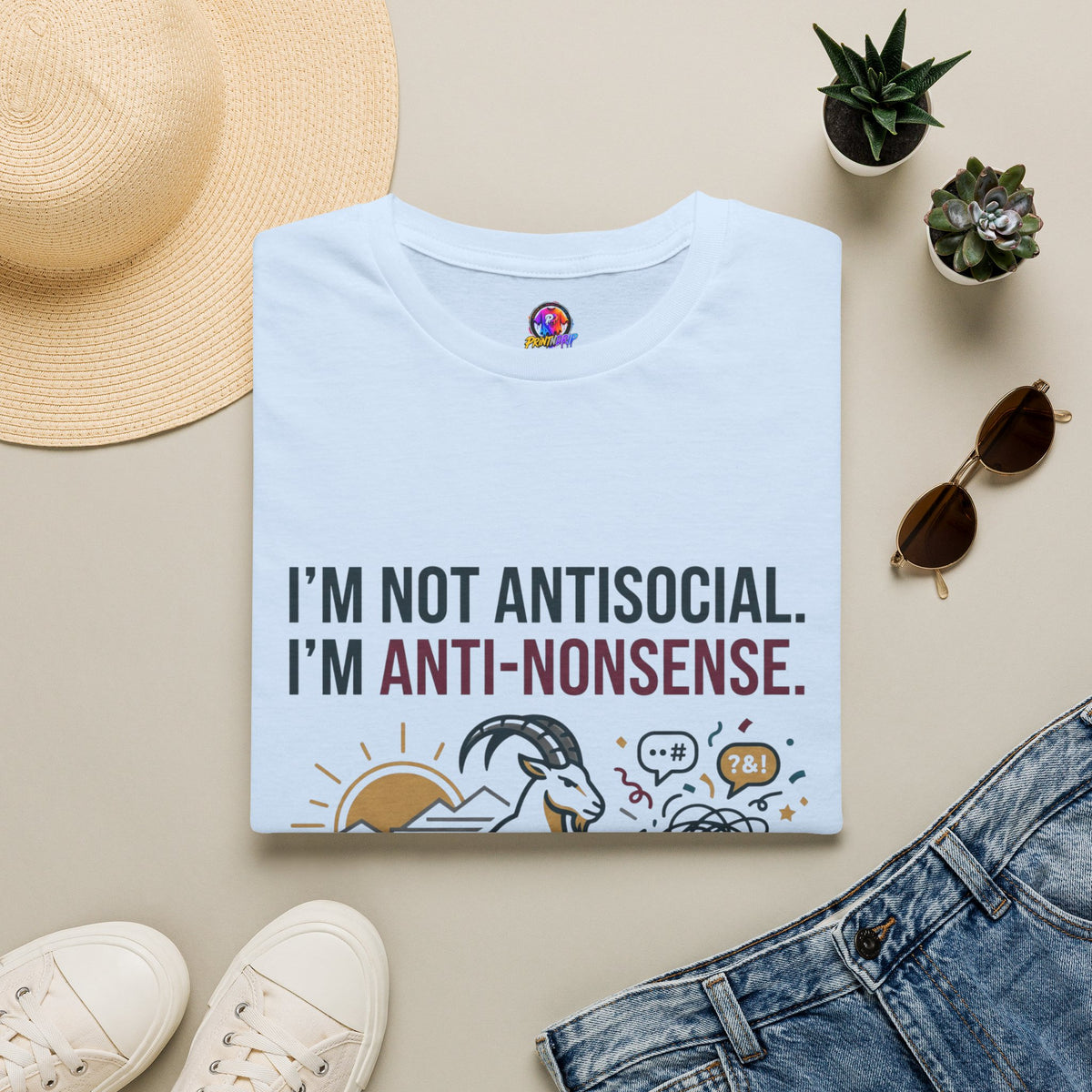 Capricorn T-Shirt — "I'm Not Antisocial, I'm Anti-Nonsense" Zodiac Tee