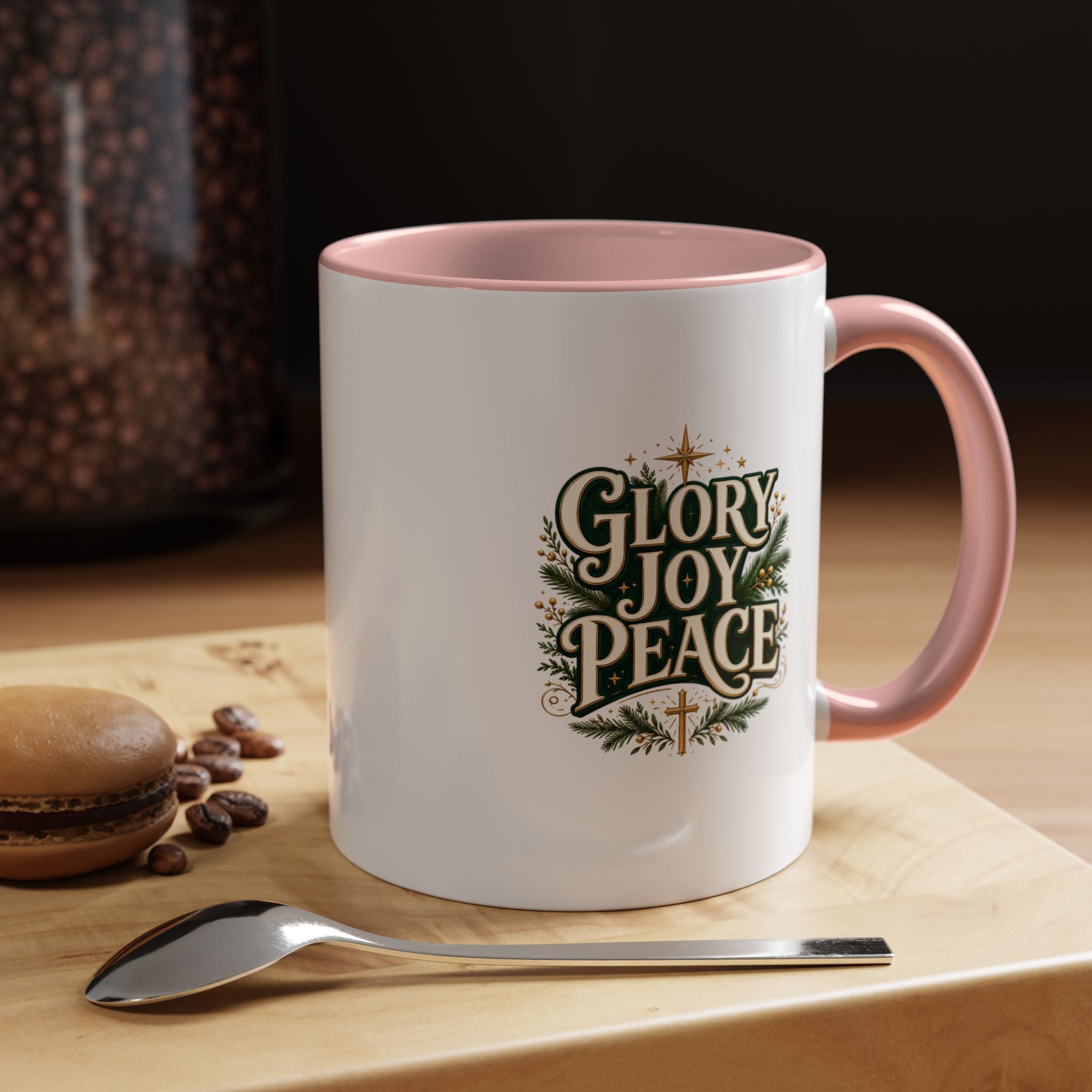 Glory Joy Peace Christmas Coffee Mug - Holiday Scripture Accent Mug