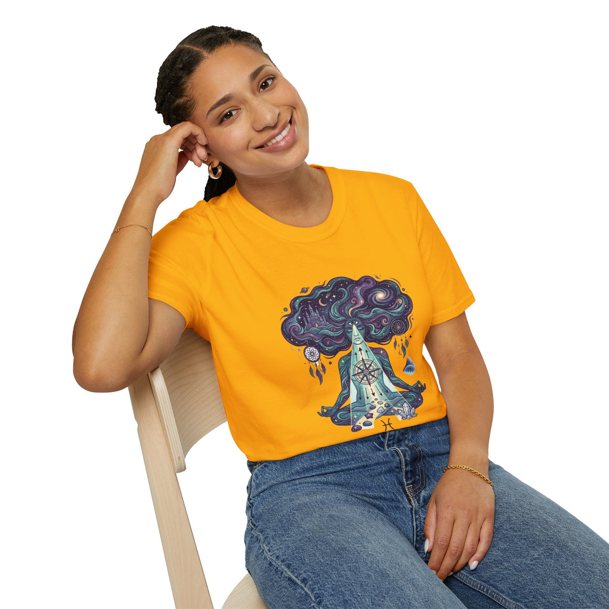 Dreamy Meditation T-Shirt — 'Guided by dreams, ruled by intuition' Spiritual Art Tee
