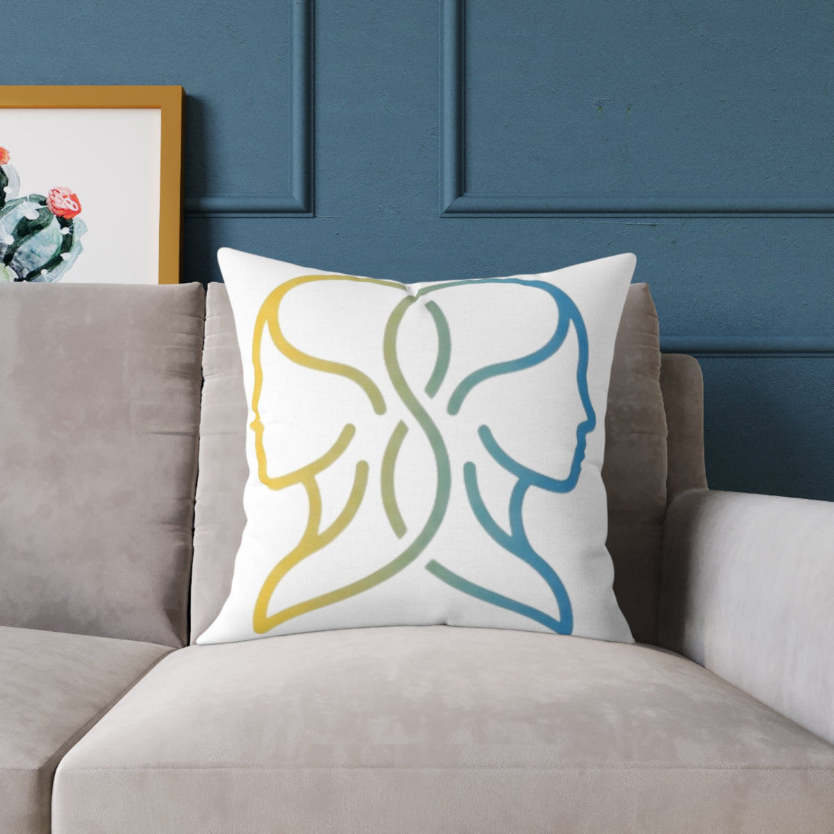 Gemini Zodiac Square Poly Canvas Pillow Double Face Astrological Zodiac Pillow