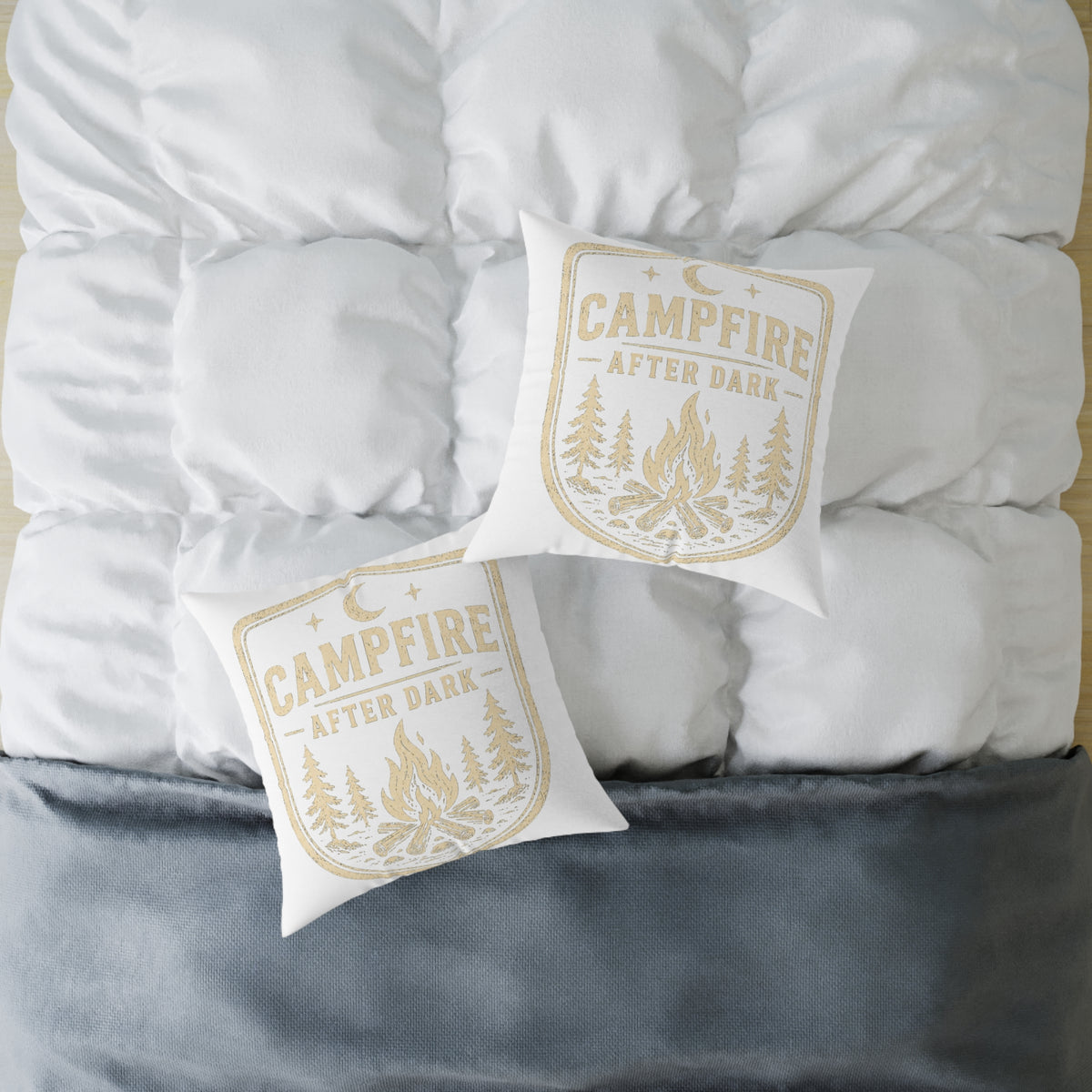 Campfire After Dark Pillow Milo Bailey Dog Dad Mom— Rustic Camping Decorative Throw Pillow