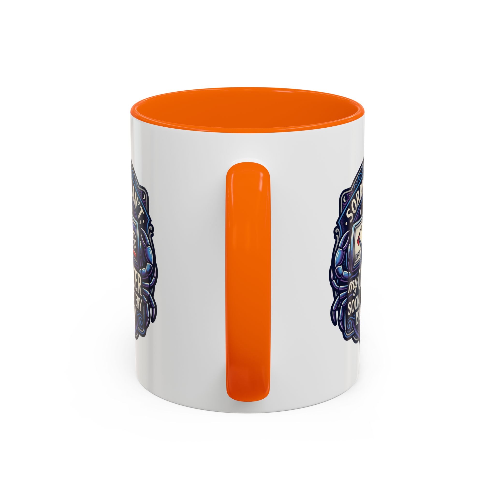 Accent Coffee Mug — “Sorry I Can’t My Cancer Social Battery Is Empty” Support Awareness Mug
