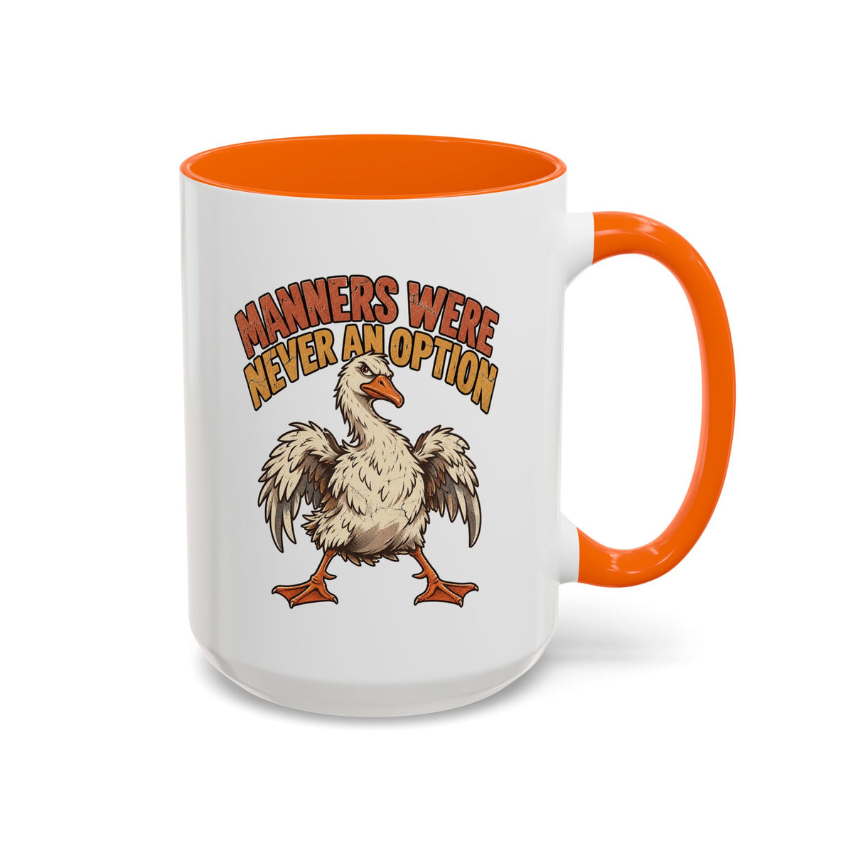Coffee Mug — "Manners Were Never An Option" Funny Rude Chicken Accent Mug