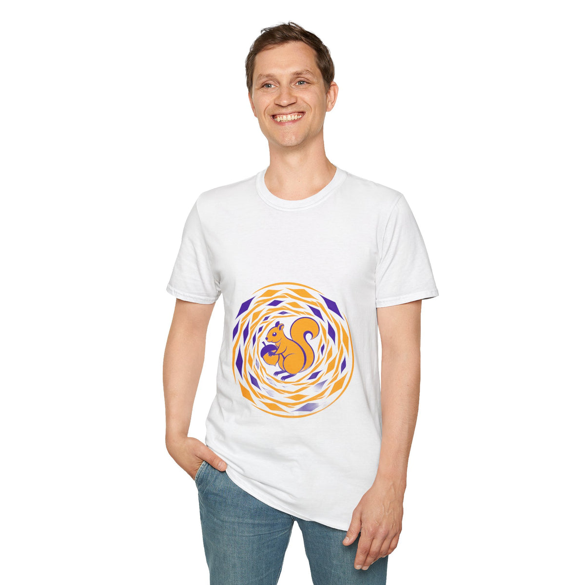 Squirrel Swirl Graphic T-Shirt — Playful Orange & Purple Nature Tee - Trending Now - September 2026