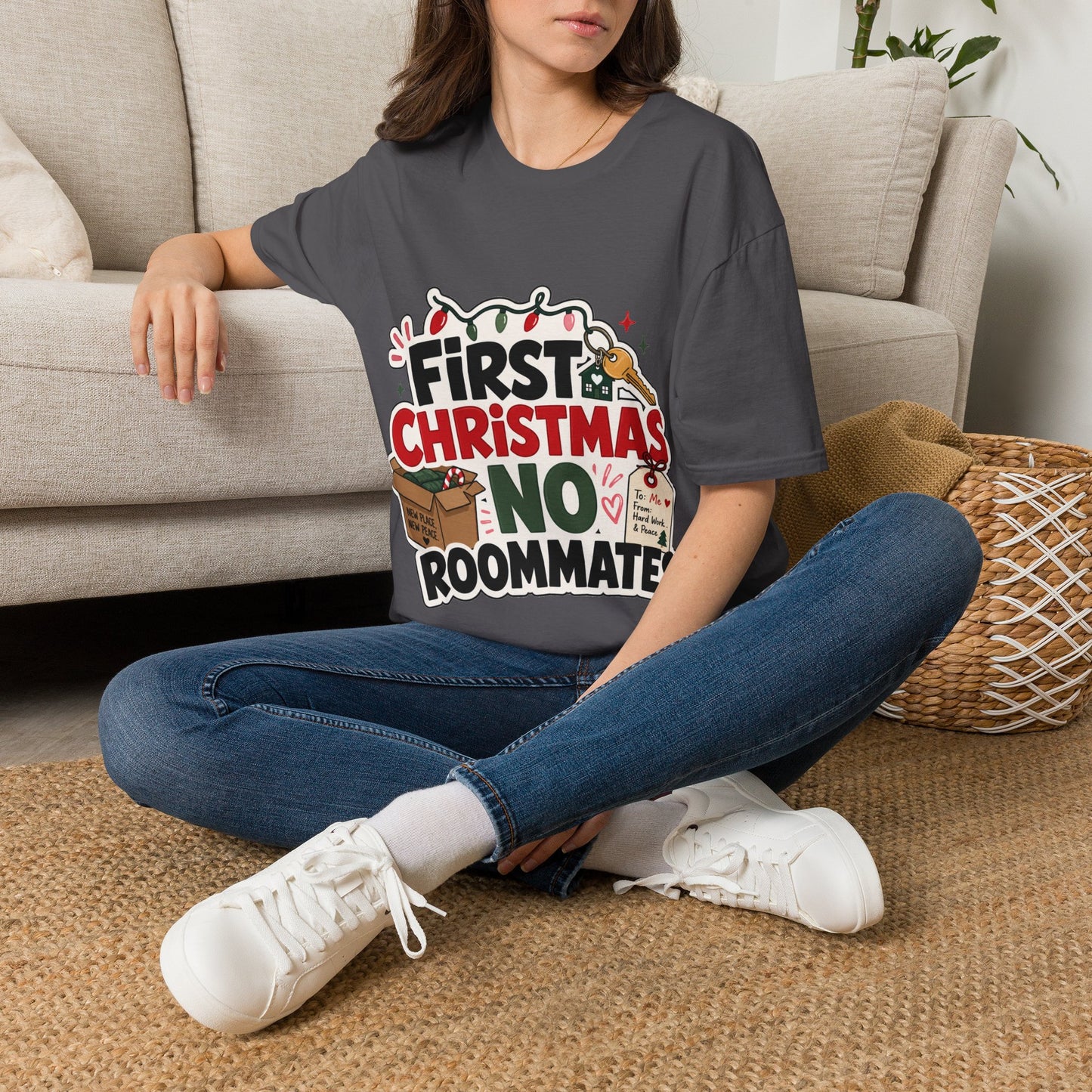 First Christmas No Roommates T-Shirt — Funny Holiday New Home Tee