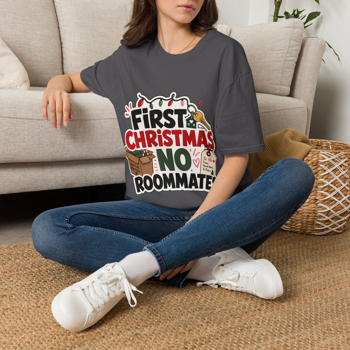 First Christmas No Roommates T-Shirt — Funny Holiday New Home Tee