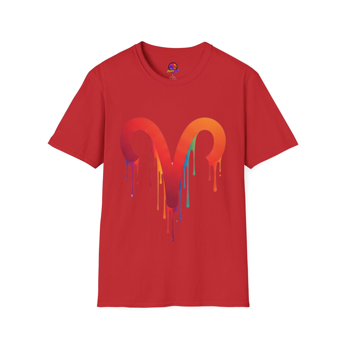 Aries Rainbow Drip T-Shirt — Colorful Dripping Zodiac Graphic Tee