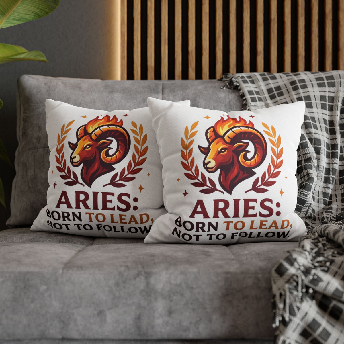 Aries Pillowcase Aries Pillow – "Born to Lead, Not to Follow" Zodiac Throw Pillow