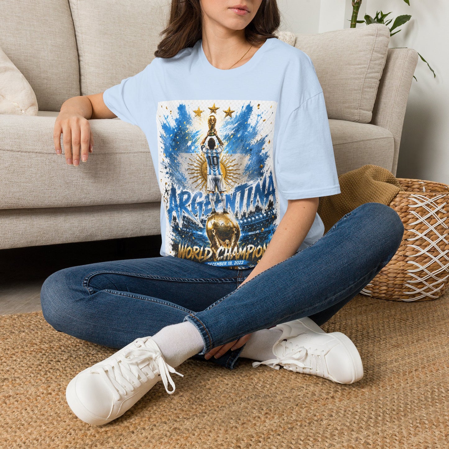 Argentina World Champions T‑Shirt — Soccer World Cup 3 Stars Tribute