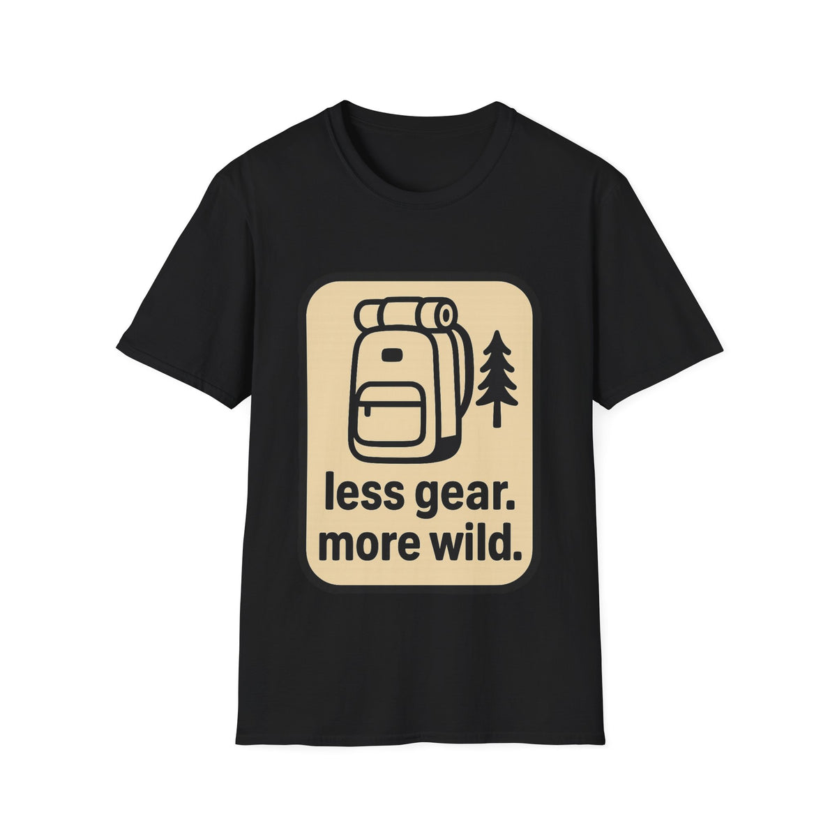 Less Gear More Wild Retro Backpack Tee - Minimalist Hiking Outdoor Adventure Graphic T-Shirt - Trending Now - September 2026