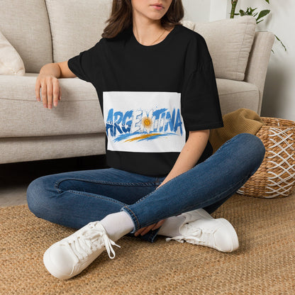 Argentina Graphic T-Shirt — Argentina Typography Tee with Sun & Flag Colors