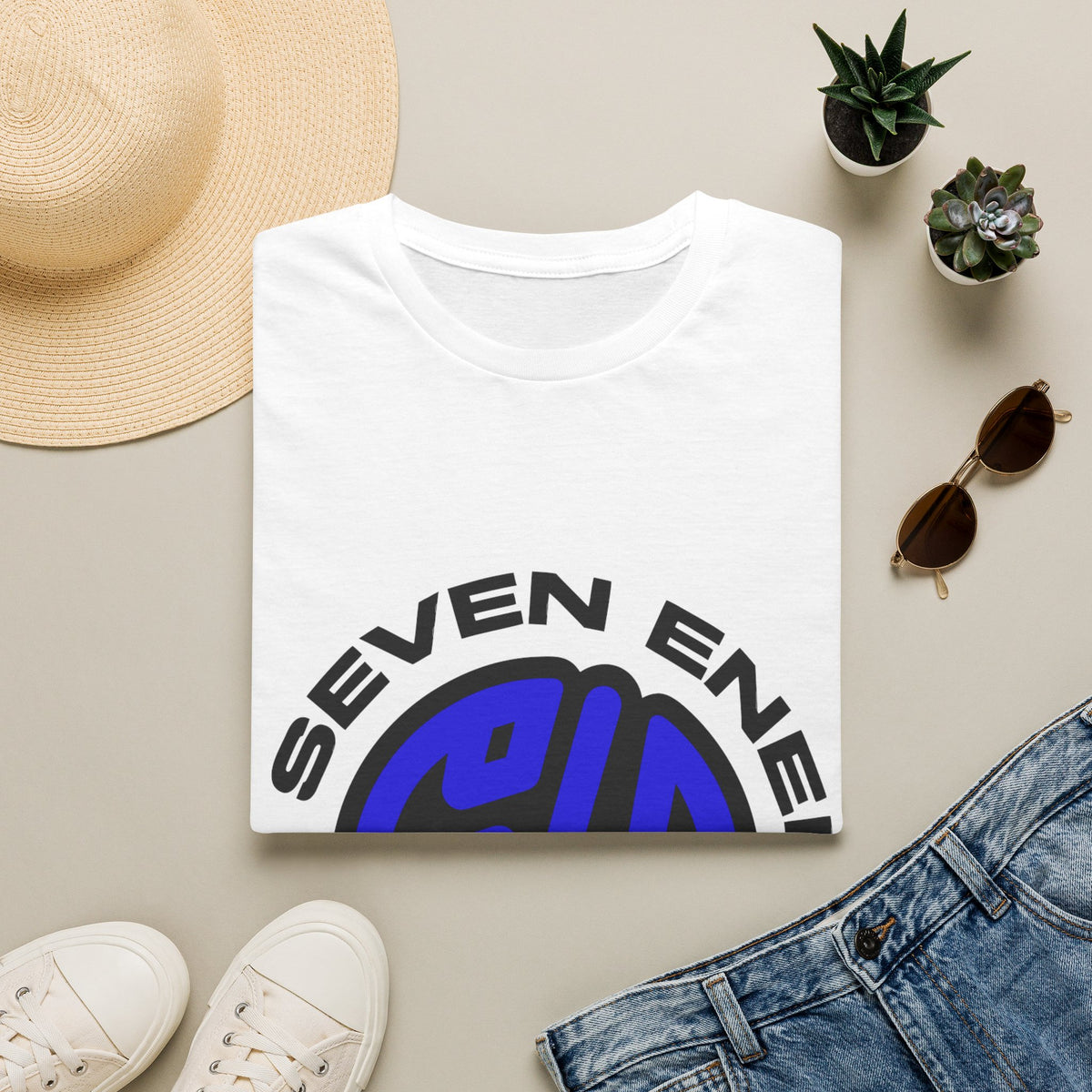 "Six Seven Energy" Circular Blue Monogram Graphic Tee - Trending Now - September 2026