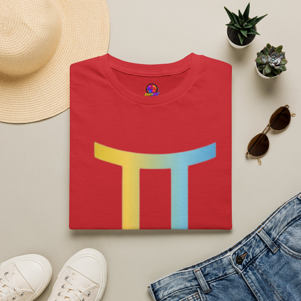 Gemini Drip Zodiac T-Shirt — Rainbow Gemini Symbol Tee