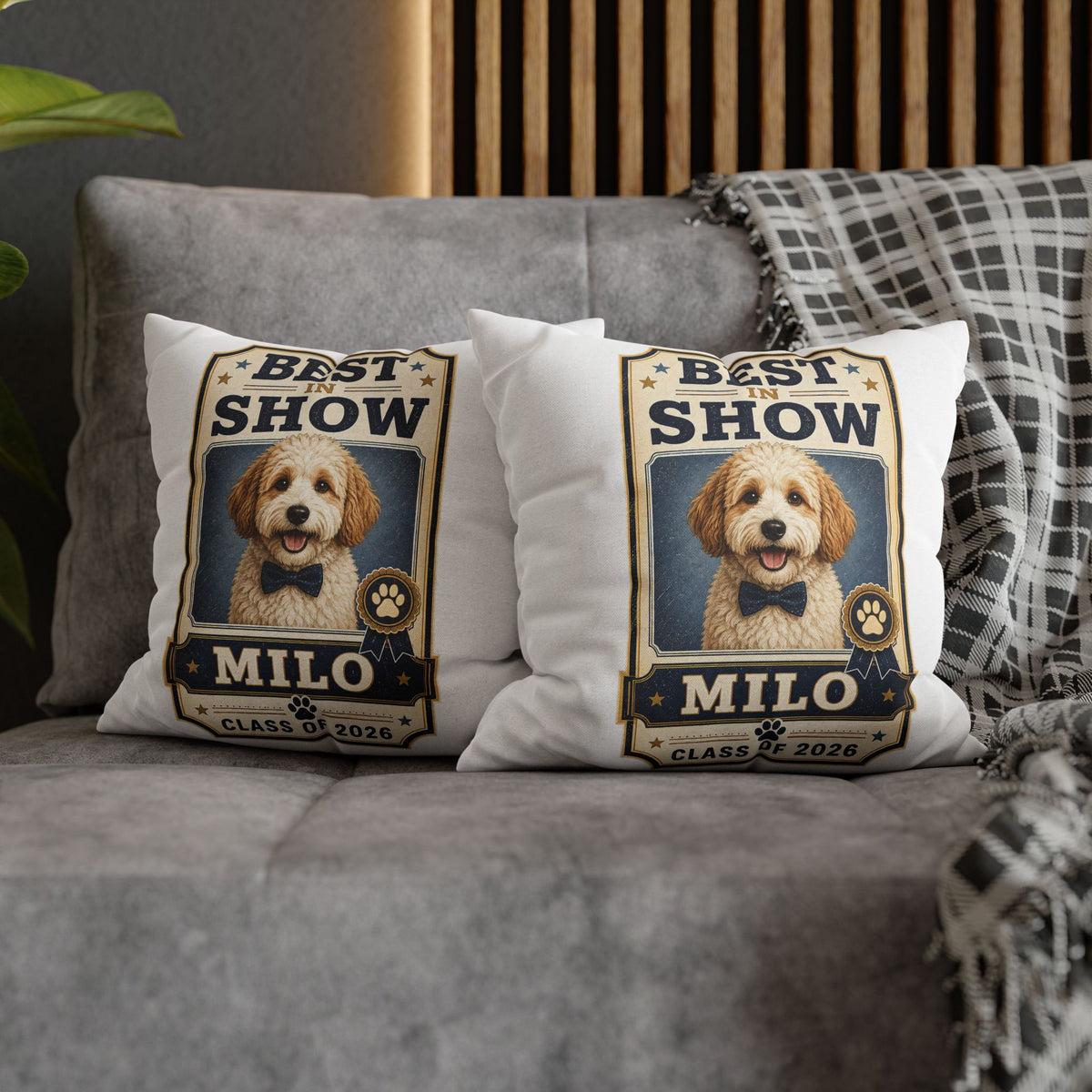 Best in Show Personalized Dog Pillowcase — "Milo" Class of 2026 Milo Bailey Dog Dad Mom