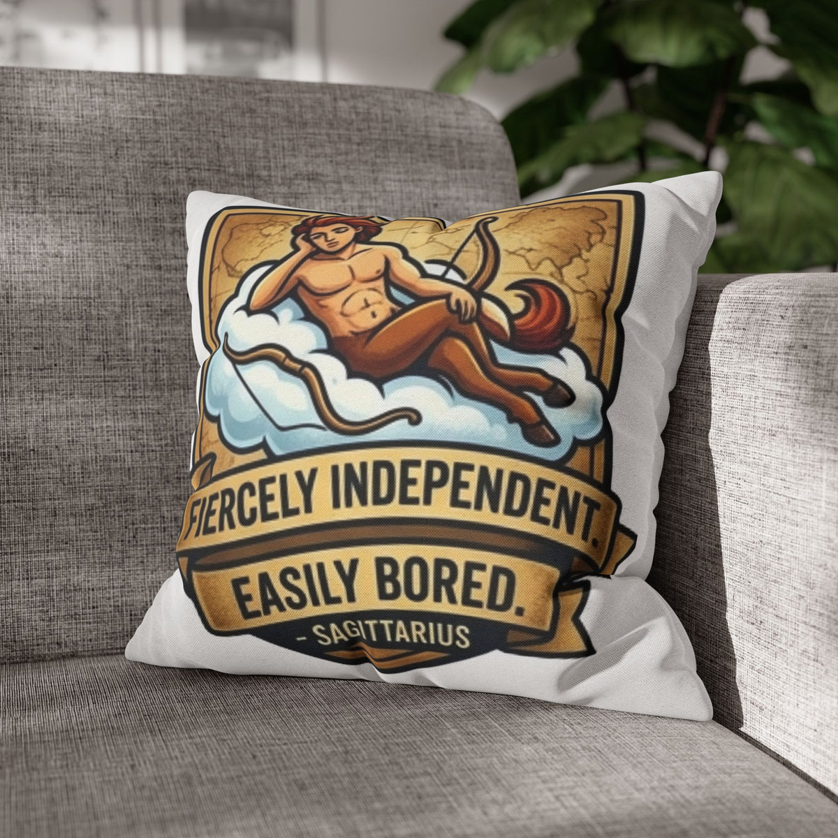 Sagittarius Zodiac Pillowcase – "Fiercely Independent, Easily Bored" Decorative Throw Pillow Cover