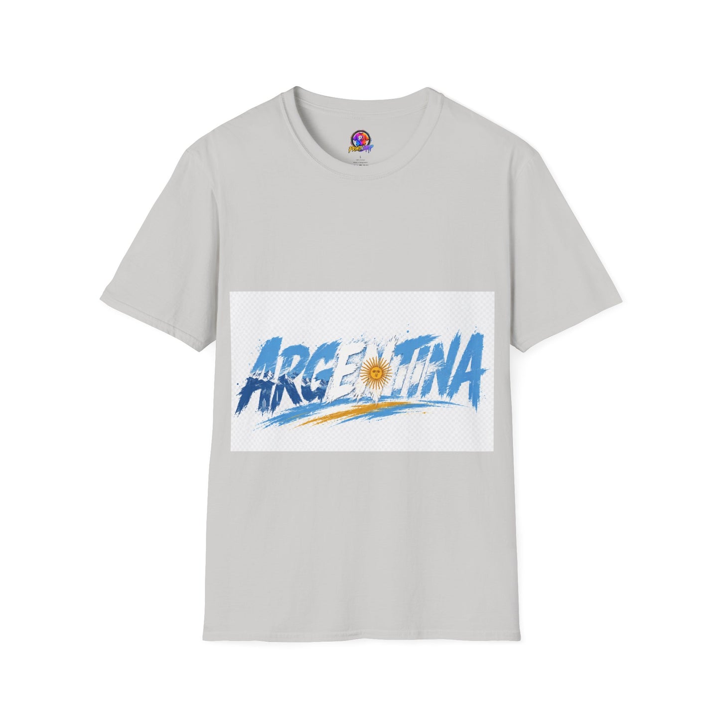 Argentina Graphic T-Shirt — Argentina Typography Tee with Sun & Flag Colors