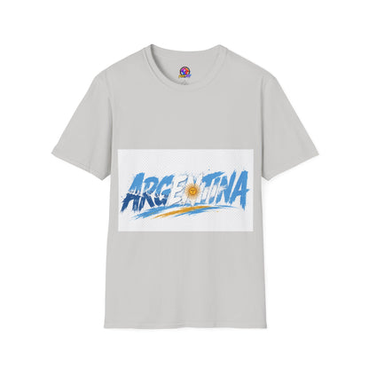 Argentina Graphic T-Shirt — Argentina Typography Tee with Sun & Flag Colors