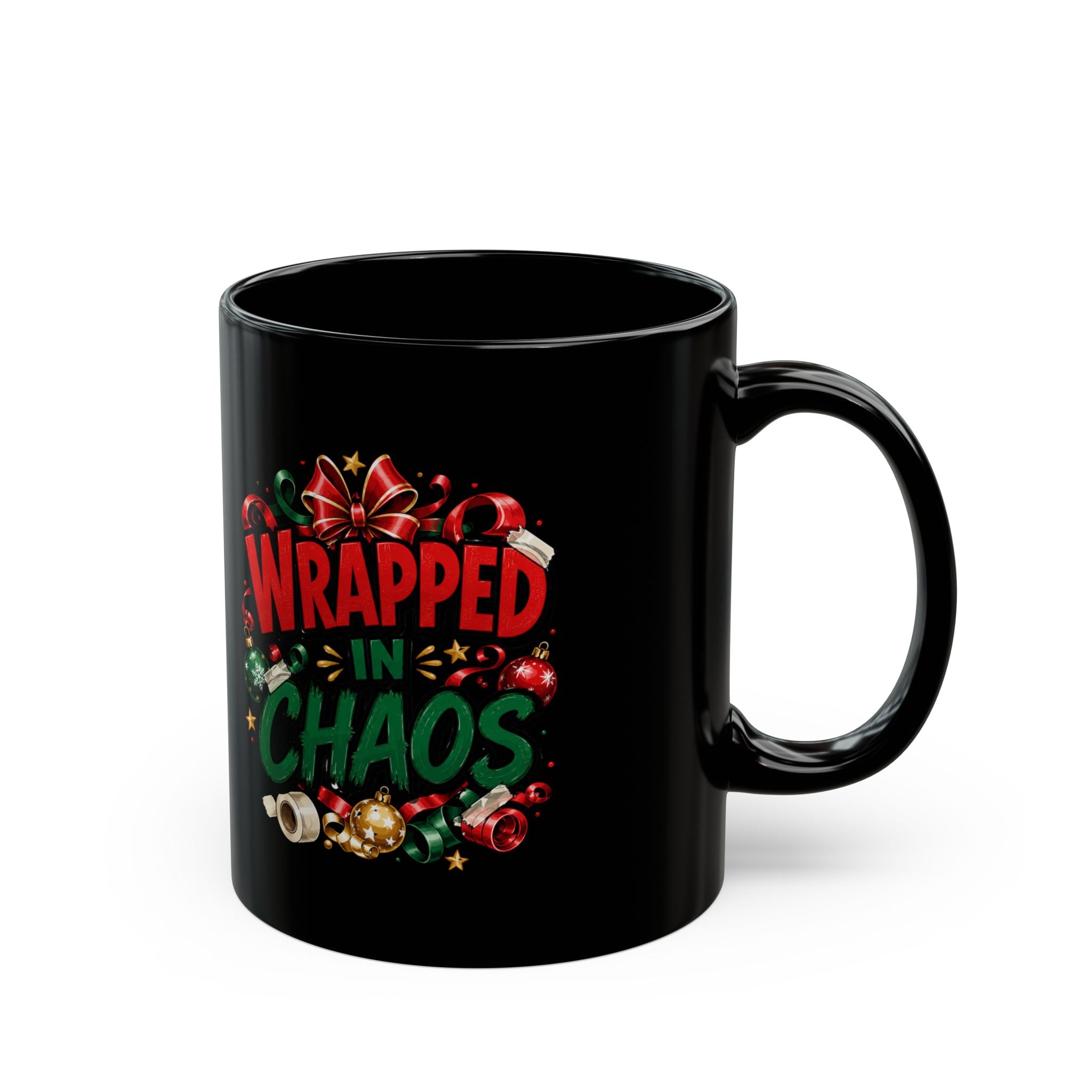 Wrapped in Chaos Christmas Mug — Funny Holiday Coffee Cup