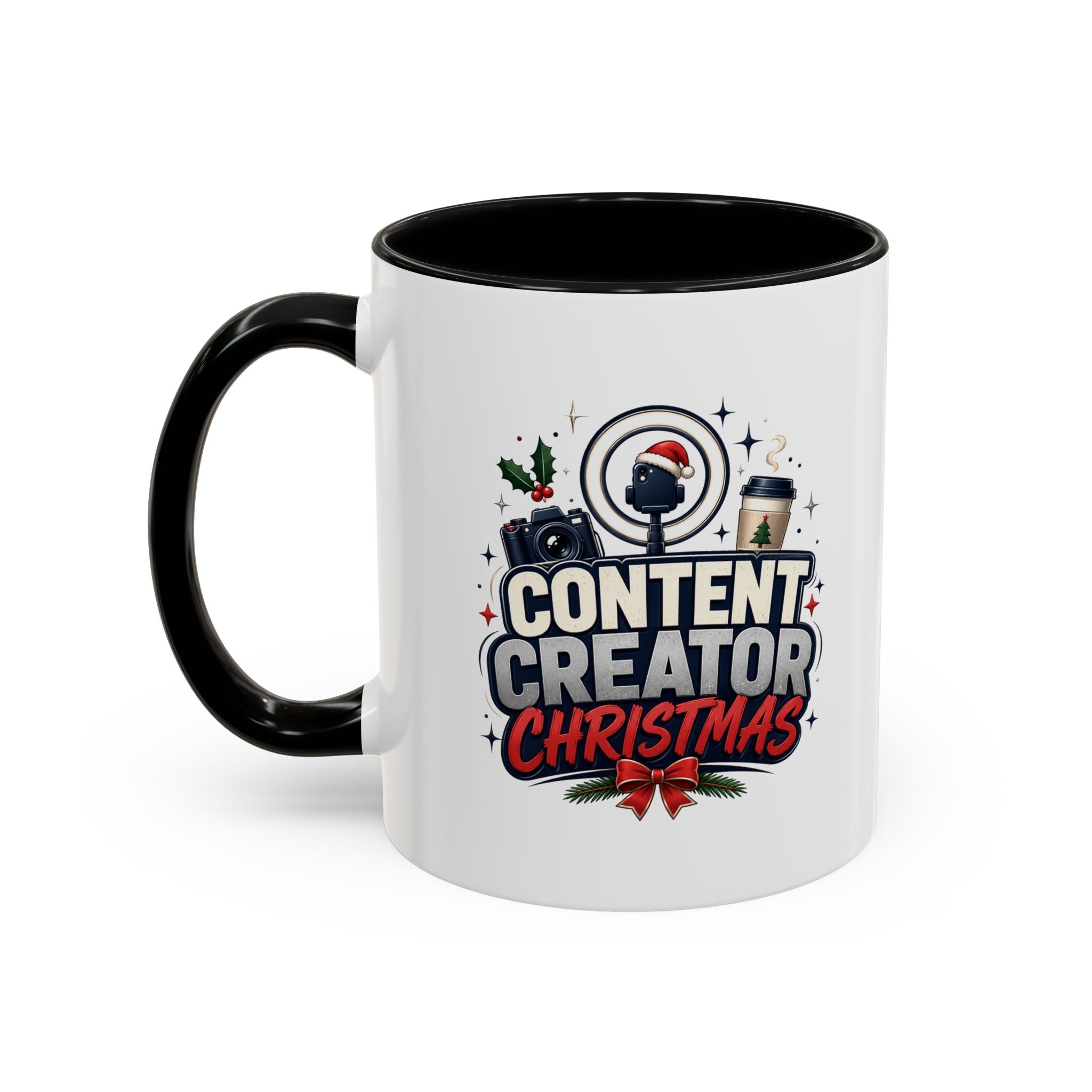 Modern Day Christmas Content Creator Christmas Accent Coffee Mug — Holiday Social Media Gifts (11/15oz)