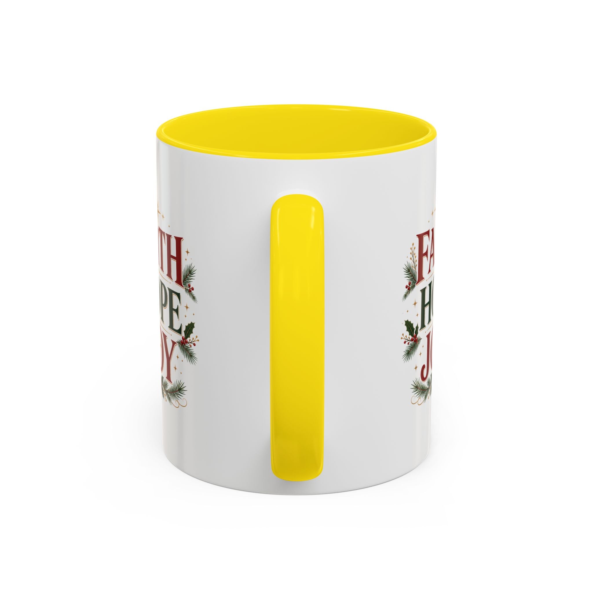 Faith Hope Joy Coffee Mug — Christmas Holiday Inspirational Accent Mug
