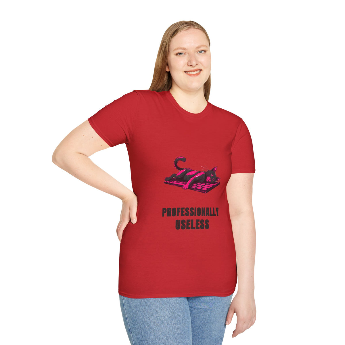 T‑Shirt — 'Professionally Useless' Relaxed Cat Graphic Tee - Trending Now - August 2026