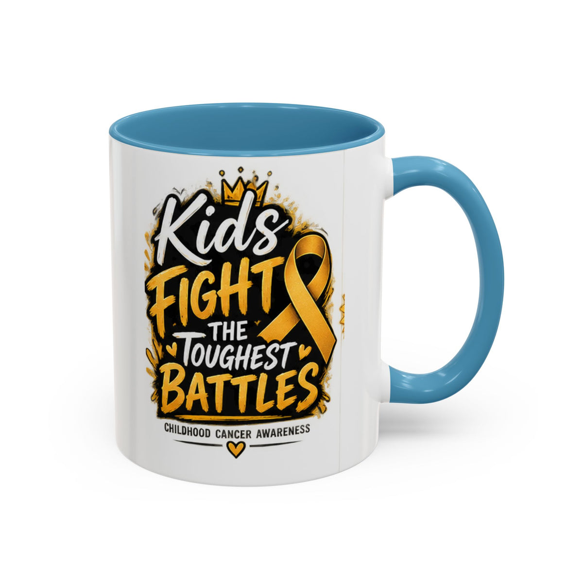 Kids Fight The Toughest Battles Accent Coffee Mug — Childhood Cancer Awareness 11/15oz