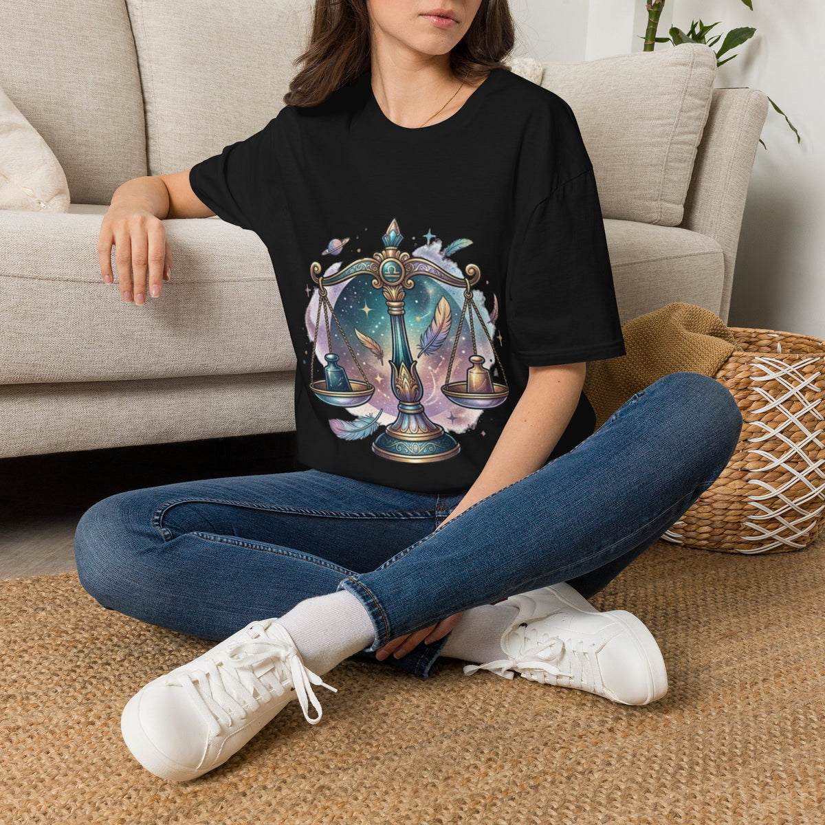 Libra Scales Zodiac T-Shirt — Celestial Astrology Graphic Tee
