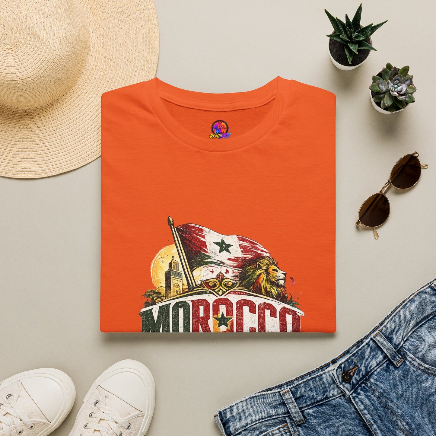 Morocco Soccer T-Shirt — Vintage Flag & Lion Football Tee