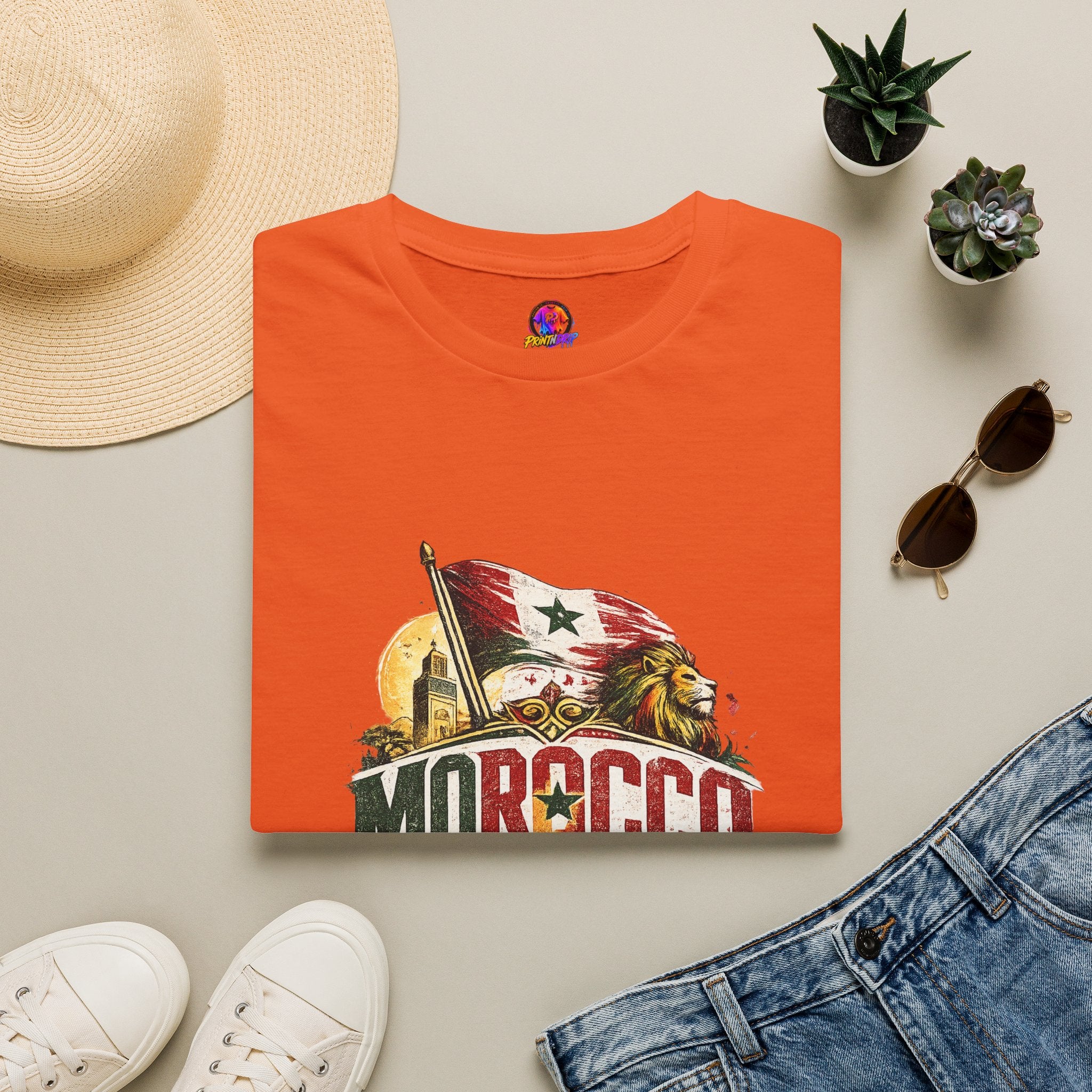 Morocco Soccer T-Shirt — Vintage Flag & Lion Football Tee