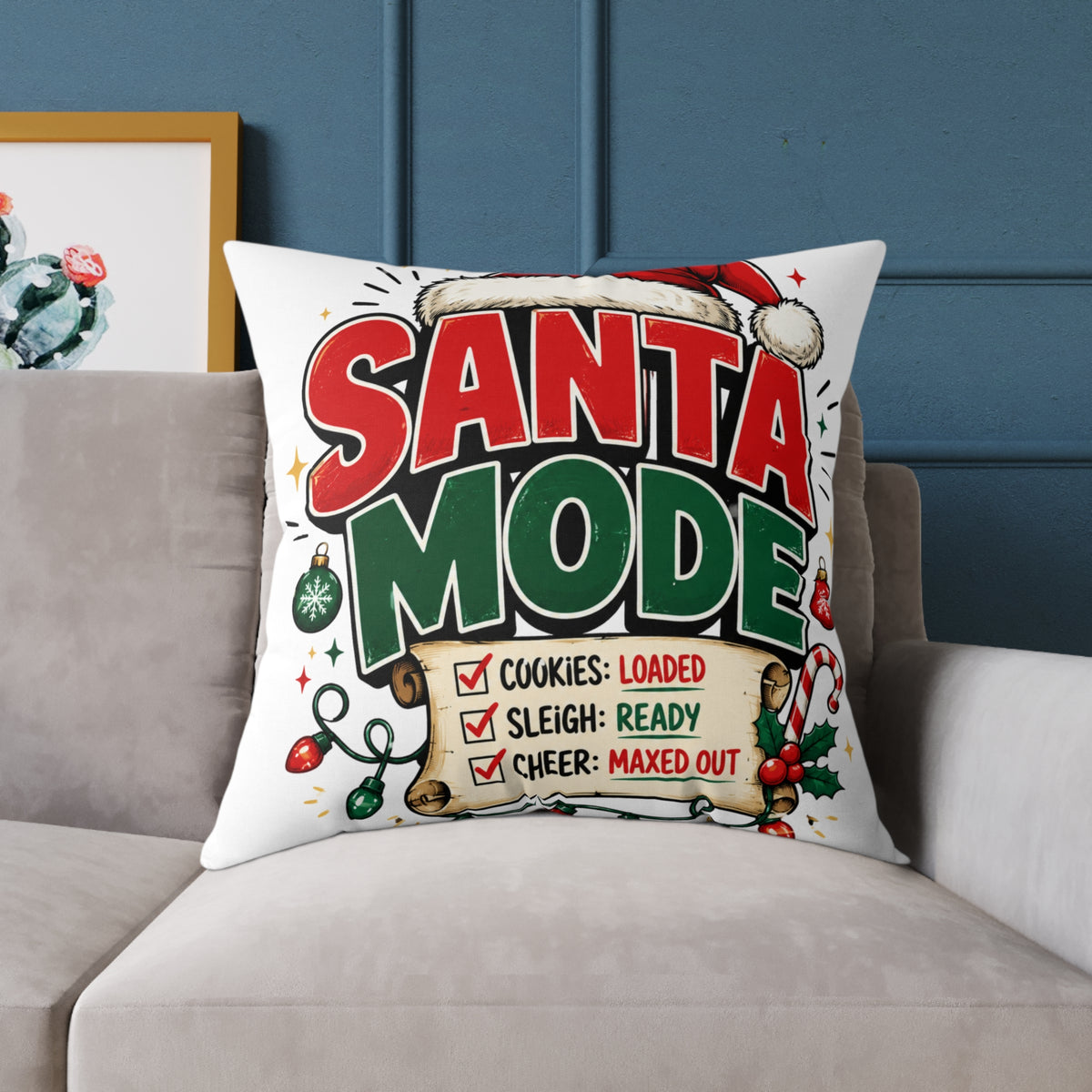 Christmas Santa Mode Holiday Throw Pillow – Festive Christmas Decorative Cushion