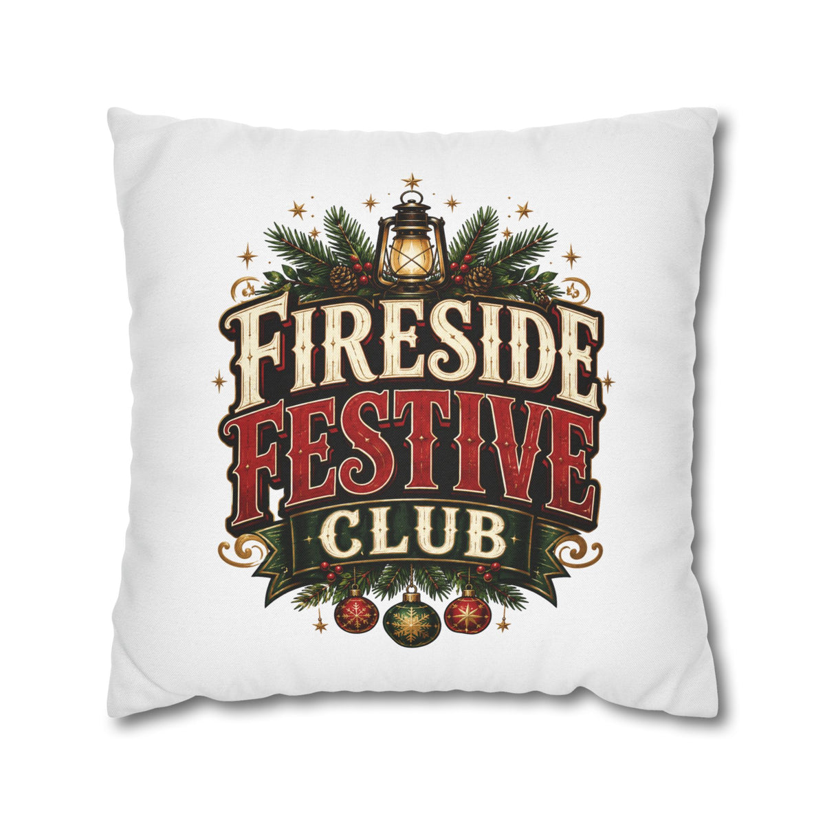 Christmas Fireside Festive Club Holiday Throw Pillowcase