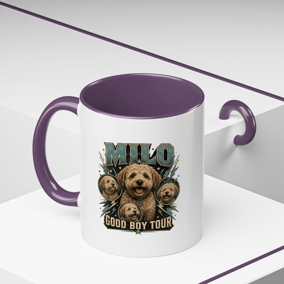 Milo Bailey Dog Dad Mom Milo "Good Boy Tour" Accent Coffee Mug – Personalized Dog Lover Gift