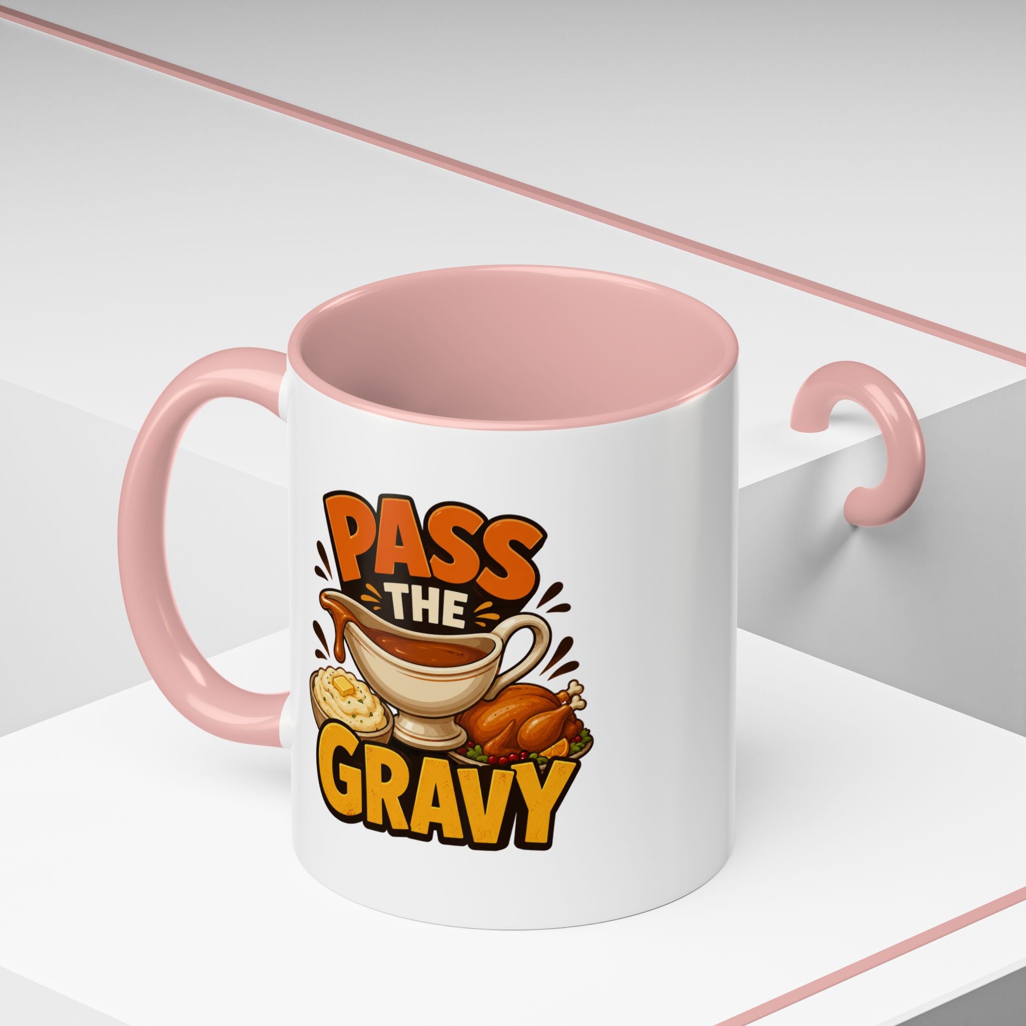 Thanksgiving Mug Pass the Gravy Coffee Mug — Thanksgiving Turkey & Gravy Bowl Accent Mug