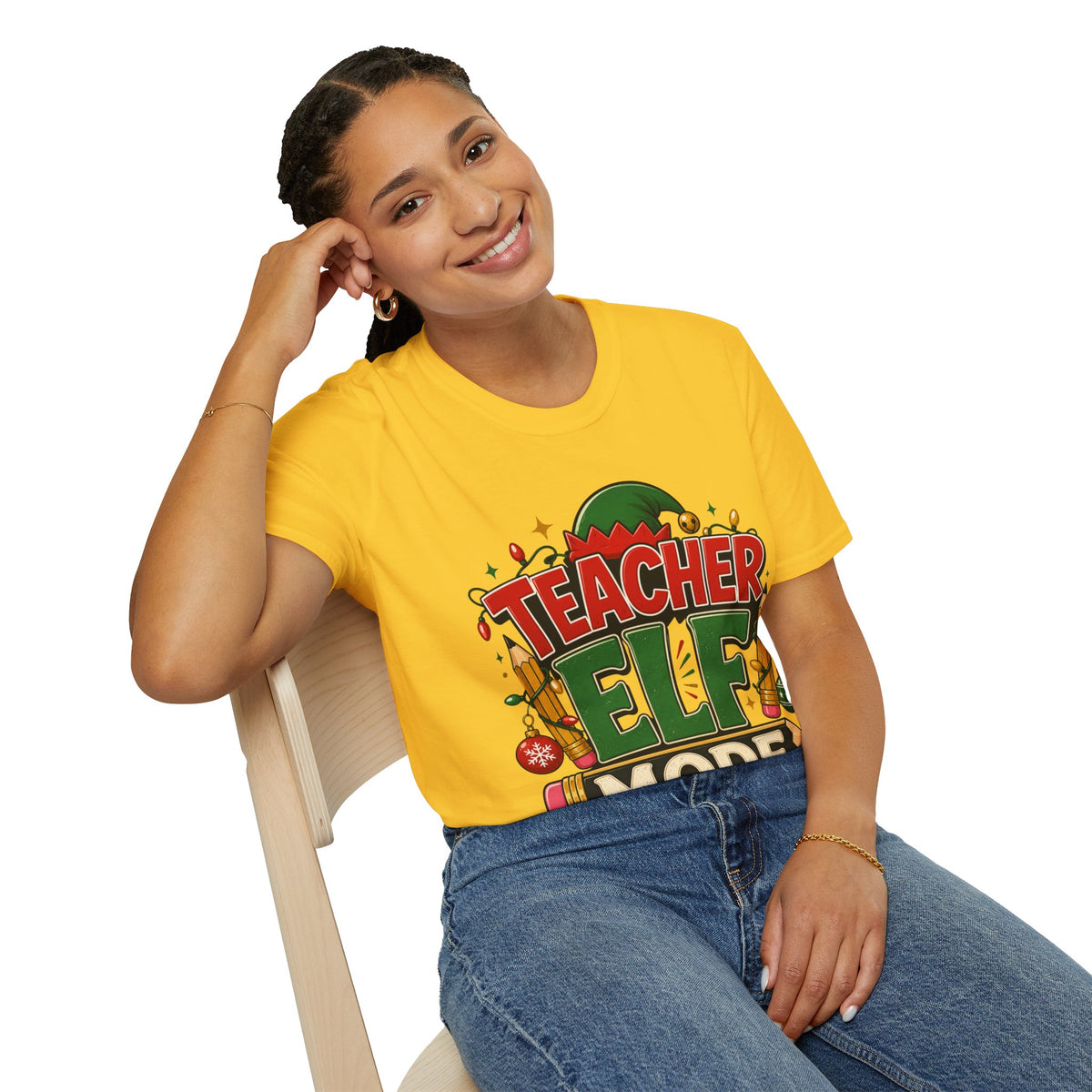 Teacher Elf Mode T-Shirt — Funny Christmas Teacher Holiday Tee