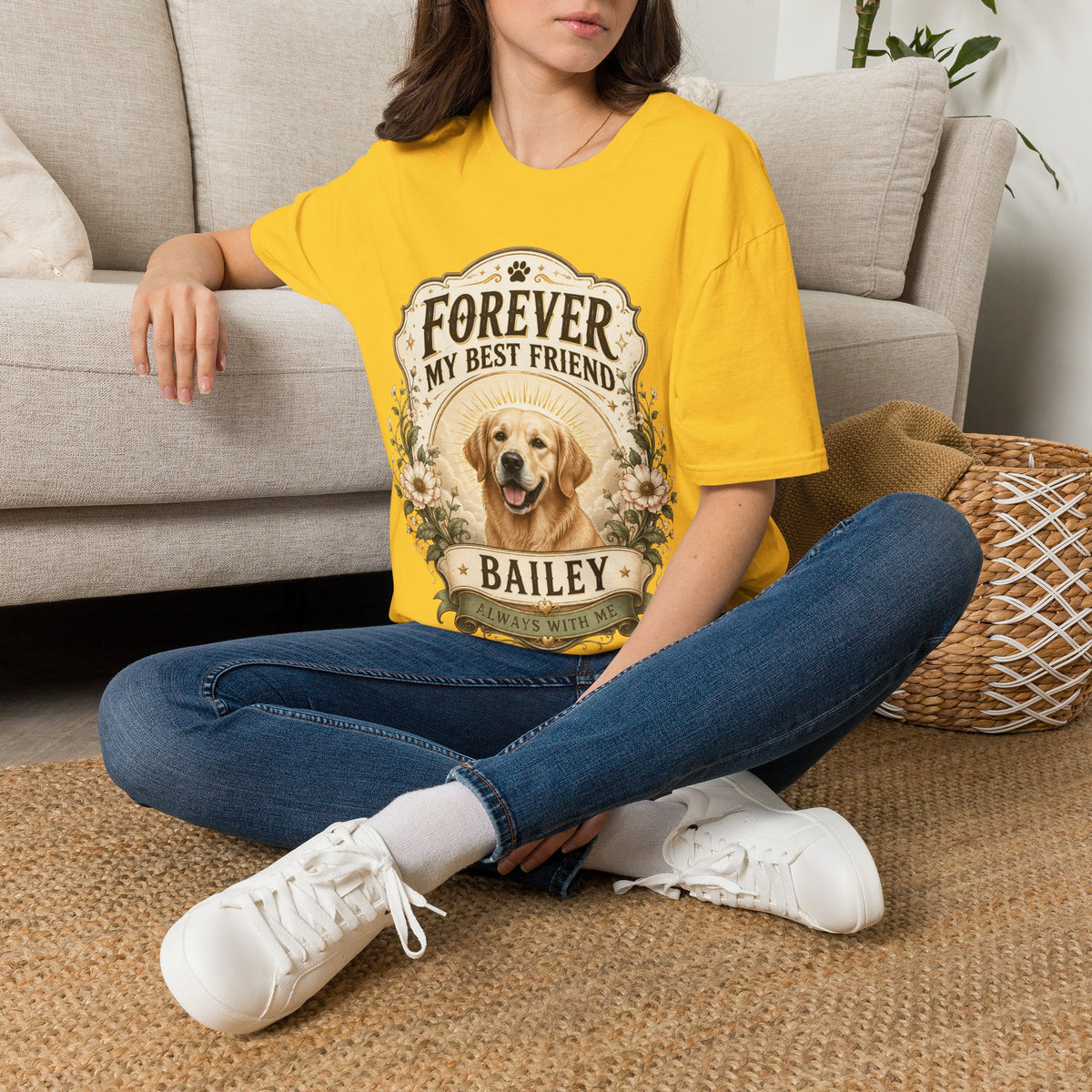 Dog Memorial T-Shirt — "Forever My Best Friend" Personalized Pet Tribute Tee