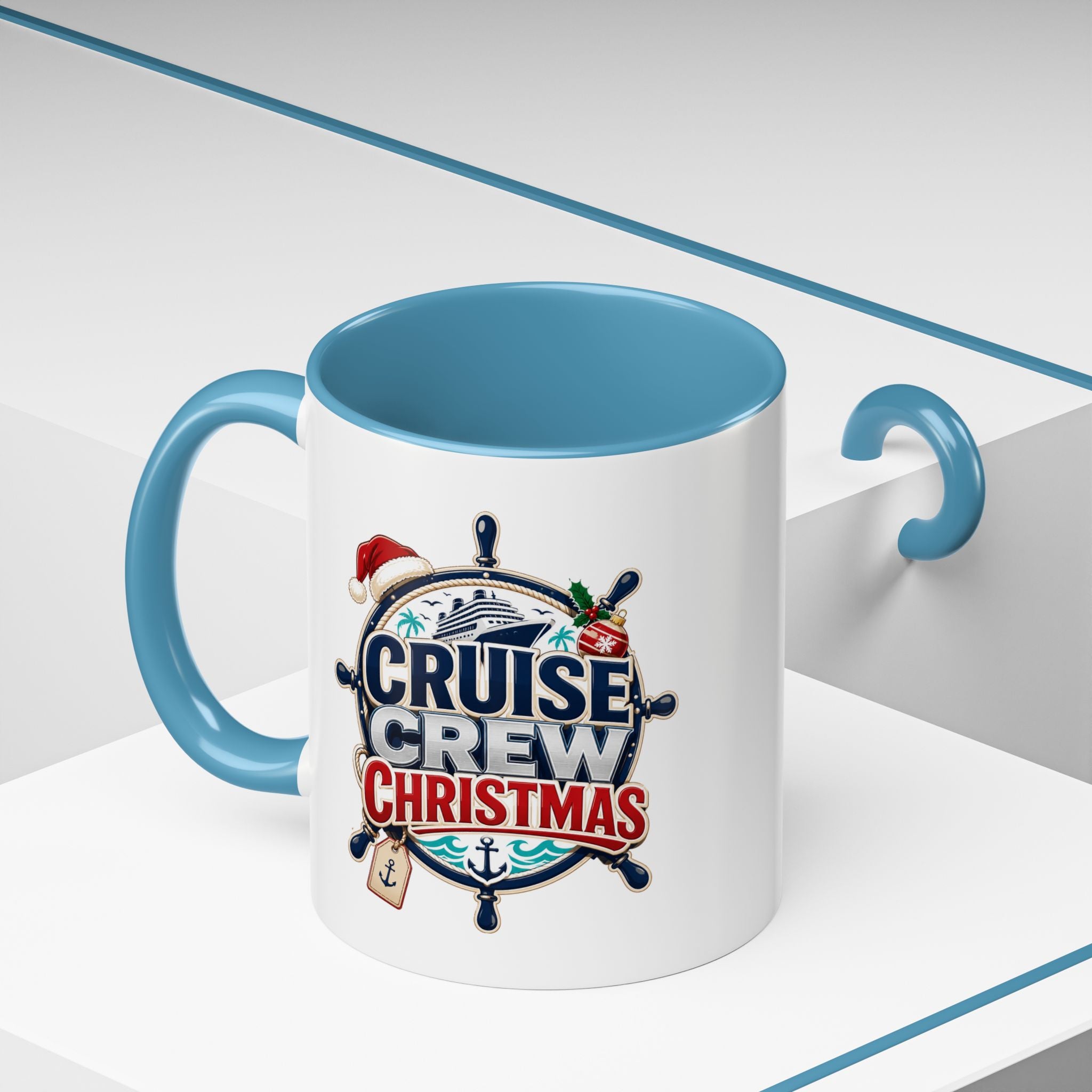 Modern Day Christmas  Cruise Crew Accent Coffee Mug - Holiday Nautical Travel Gift (11/15oz)