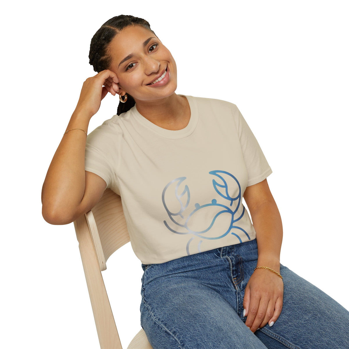 Cancer Zodiac Crab Graphic T-Shirt — Minimal Coastal Zodiac Summer Tee