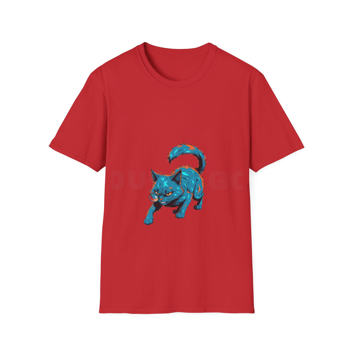 Aesthetic Abstract Blue Cat Artistic Illustration White Graphic Tee - Trending Now - September 2026